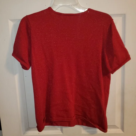 5 for $25 | Vintage Emma James Shimmer Short Sleeve Blouse and Cardigan Set - Picture 7 of 13